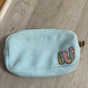 Stoney Clover Lane Light Blue Pouch with Multicolor 'W' Patch